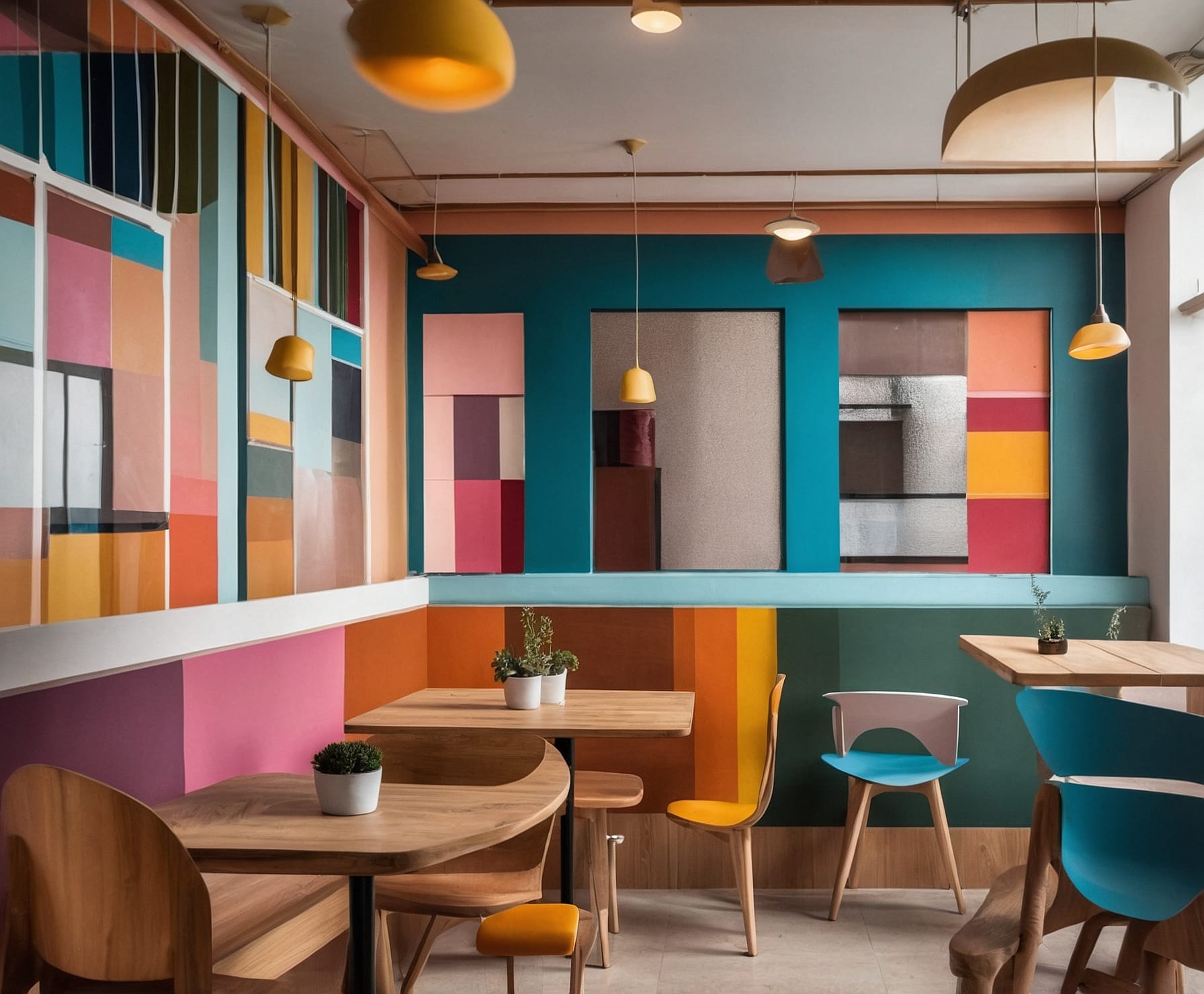 Restaurante acogedor con pintura cálida